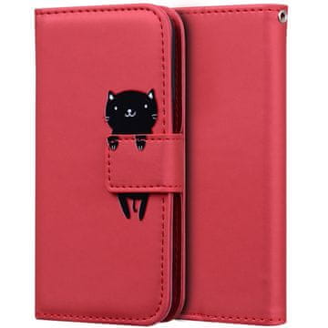 GS Preklopna futrola za Xiaomi Redmi Note 8 Pro, novčanik s mačkom, crvena