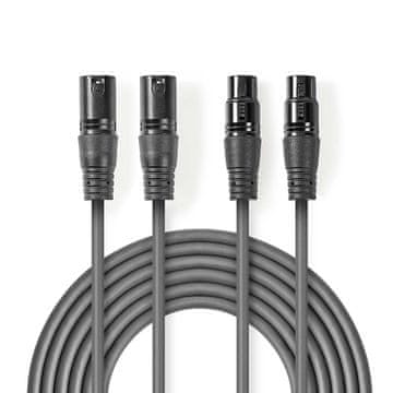 Nedis Balansirani audio kabel 2x XLR 3 pinski muški 2x XLR 3 pinski ženski Niklani 1 50 m Okrugli PVC Tamno sivi Kartonski omot