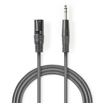 Nedis Balansirani audio kabel XLR 3 pinski muški 6 35 mm muški Niklani 5 00 m Okrugli PVC Tamno sivi Kartonski omot