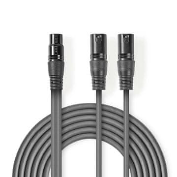 Nedis Balansirani audio kabel 2x XLR 3 pinski muški XLR 3 pinski ženski Niklani 1 50 m Okrugli PVC Tamno sivi Kartonski omot