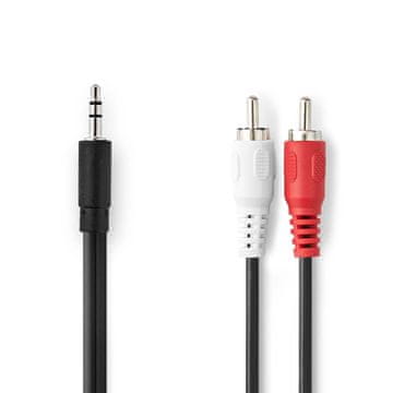Nedis Stereo audio kabel 3 5 mm muški 2x RCA muški Niklani 3 00 m Okrugli Crni Kutija