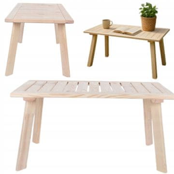 Klub stolić za vrtnu terasu drveni stol neimpregniran 90x49x45 cm