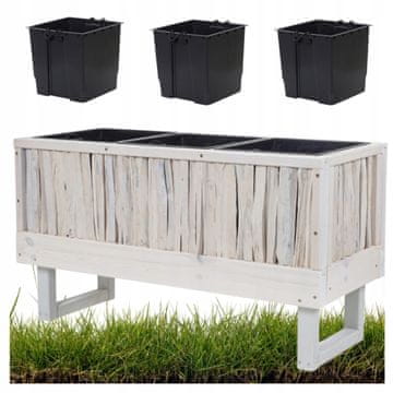 Velika žardinjera od borove lijeske s 3 plastična umetka za vrtni balkon 95x36x54 cm