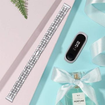 Overboard Narukvica s ukrasom od rhinestona za Xiaomi Mi Band 5 - srebrna