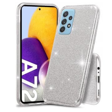 GS Šljokicasta maskica za Samsung Galaxy A72 5G / A72 LTE, srebrna