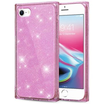 GS Kvadratna šljokicasta maskica za iPhone 7/8/SE 2020/SE 2022, ružičasto zlatna