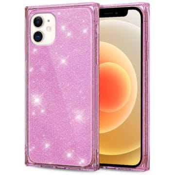 GS Kvadratna šljokicasta maskica za iPhone 12, ružičasto zlatna