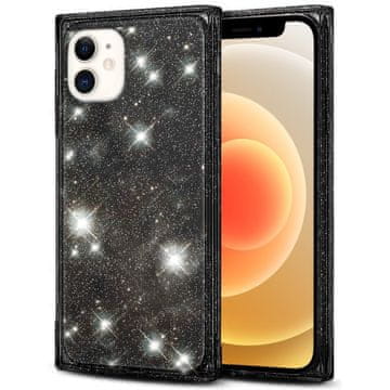 GS Kvadratna šljokicasta maskica za iPhone 12, crna