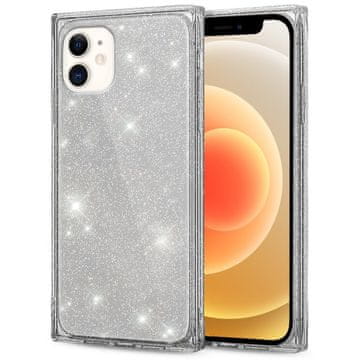GS Kvadratna šljokicasta maskica za iPhone 12, srebrna
