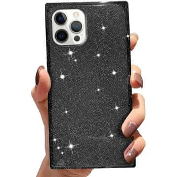 GS Kvadratna šljokicasta maskica za iPhone 12 Pro, crna
