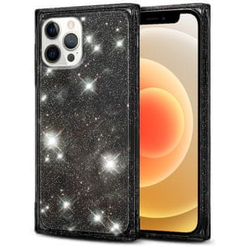 GS Kvadratna šljokicasta maskica za iPhone 12 Pro Max, crna