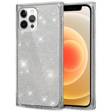 GS Kvadratna šljokicasta maskica za iPhone 12 Pro, srebrna