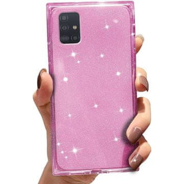 GS Kvadratna glitter maskica za Samsung Galaxy A51 4G, ružičasto zlatna