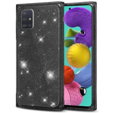 GS Kvadratna glitter maskica za Samsung Galaxy A51 4G, crna