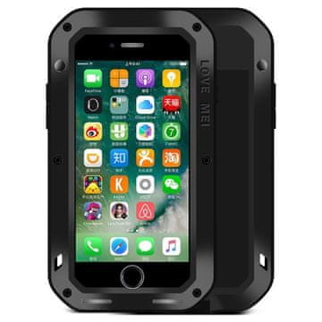 Love Mei maskica za iPhone 7/8/SE 2020/SE 2022, oklopljena sa staklom, crna