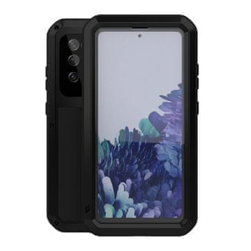 Love Mei maskica za Samsung Galaxy S20 FE 4G/5G, oklopljena sa staklom, crna