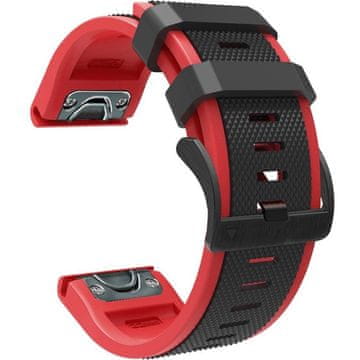 GS Silikonski remen Quickfit 26 mm za Garmin, crni / crveni