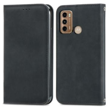 GS Futrola-novčanik za Motorola Moto G60, glatka u vintage stilu, crna