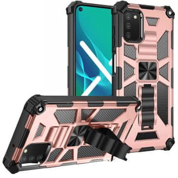Overboard Futrola za Samsung Galaxy A03s, oklopni stalak, ružičasto zlatna