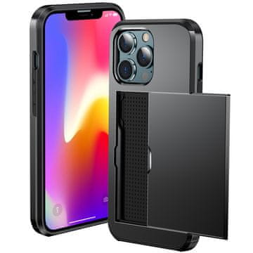 GS Futrola za iPhone 12 / 12 Pro, klizna futrola za kartice, crna