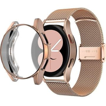 GS Milanska narukvica + futrola sa zaštitnom folijom za Samsung Galaxy Watch 4 40mm, ružičasto zlatna