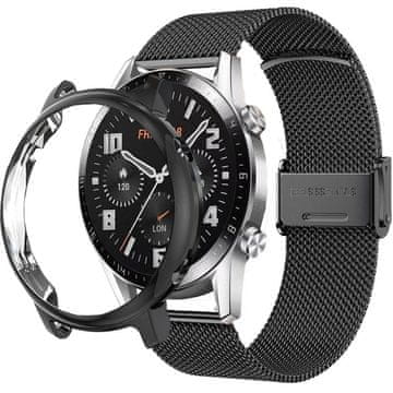 GS Milanska narukvica + futrola sa zaštitnom folijom za Huawei Watch GT 2 46 mm, crna