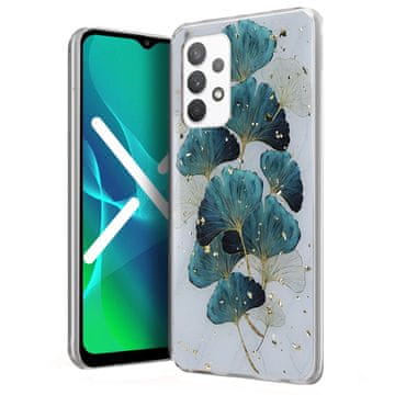 Overboard Zlatna glamurozna maskica za Samsung Galaxy A13 4G, list ginka