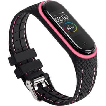 GS Silikonski remen za Xiaomi Mi Band 5/6/7/7 NFC, crna/ružičasta
