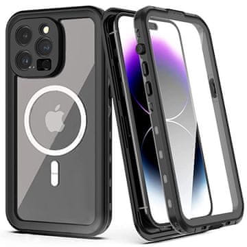 Vodootporna futrola za iPhone 14 Pro Max, crvena paprika, za MagSafe, crna