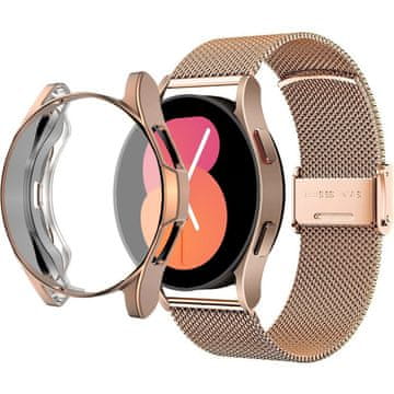 GS Narukvica + futrola sa zaštitnom folijom za Samsung Galaxy Watch 5 40mm, ružičasto zlatna