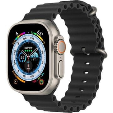 GS Silikonski remen za Apple Watch 1/2/3/4/5/6/7/8/9/10/11/SE 38/40/41/42 mm, crni