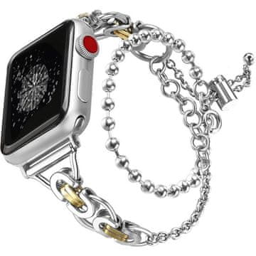 GS Ženska narukvica za Apple Watch 1/2/3/4/5/6/7/8/9/10/11/SE Ultra 1/2/3 42/44/45/46/49mm, srebrna / zlatna