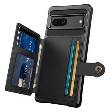 GS Futrola za Google Pixel 7, hibridna džepna futrola s utorom za kartice, crna