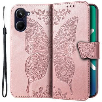 GS Realme 10 4G maskica s preklopnim uzorkom u obliku leptira, ružičasto zlatna