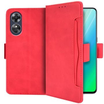GS Preklopna futrola za Oppo A17, utor za karticu, crvena