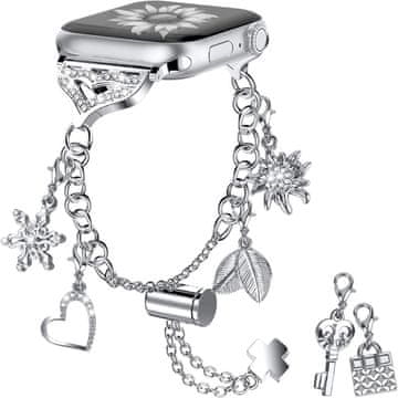GS Ženska narukvica za Apple Watch 1/2/3/4/5/6/7/8/9/10/11/SE Ultra 1/2/3 42/44/45/46/49mm, srebrna