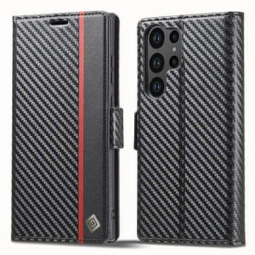 LC.IMEEKE Preklopna maska za Samsung Galaxy S23 Ultra, karbonska , crna