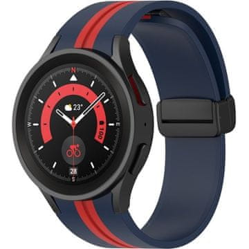 GS Silikonski remen za Samsung Galaxy Watch 4/5/6/7/FE 40/42/43/44/45/46/47mm, tamnoplava / crvena