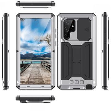 JUST Oklopna futrola za Samsung Galaxy S22 Ultra, CamShield Slide, srebrna