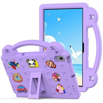 GS Futrola za Lenovo Tab M10 X505F X605F / Tab P10-X705F/L / Huawei T5 10.1, Slatki uzorci, sa stalkom, Ljubičasta