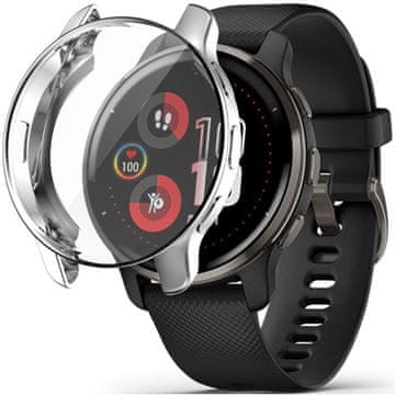 GS 2u1 futrola sa silikonskom zaštitnom folijom za Garmin Venu 2 Plus, srebrna