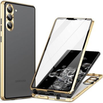 GS Futrola za Samsung Galaxy S23 Plus, magnetsko dvostruko staklo, zlatna