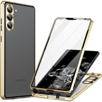 GS Futrola za Samsung Galaxy S23, magnetsko dvostruko staklo, zlatna