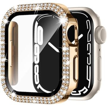 GS 2u1 futrola + kaljeno staklo za Apple Watch 7/8/9 41mm, zlatna