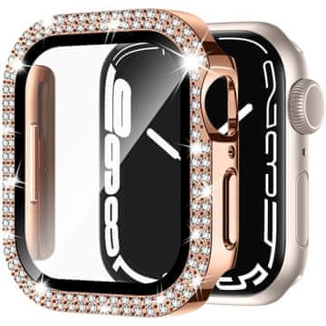 GS 2u1 futrola + kaljeno staklo za Apple Watch 7/8/9 45mm, ružičasto zlatna