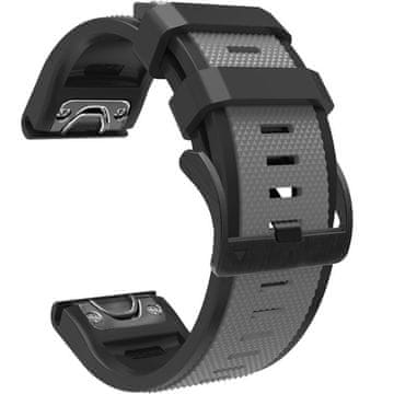GS Silikonski remen Quickfit 22 mm za Garmin, sivo/crni