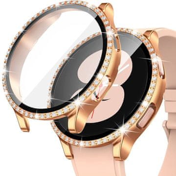 GS 2u1 futrola + kaljeno staklo za Samsung Galaxy Watch 4 40mm, ružičasto zlatna