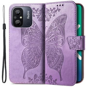 GS Preklopna futrola za Xiaomi Redmi 12C, leptir, ljubičasta