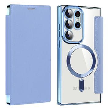 GS Preklopna maska za Samsung Galaxy S23 Ultra, RFID novčanik MagSafe sa zaštitom za kameru, plava