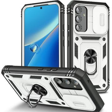 GS Oklopna futrola za Samsung Galaxy A54 5G, CamShield Slide, bijela / crna